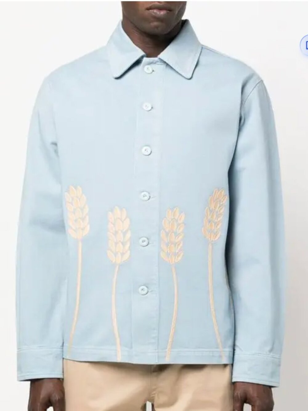 Sandro embroidered-wheat denim jacket